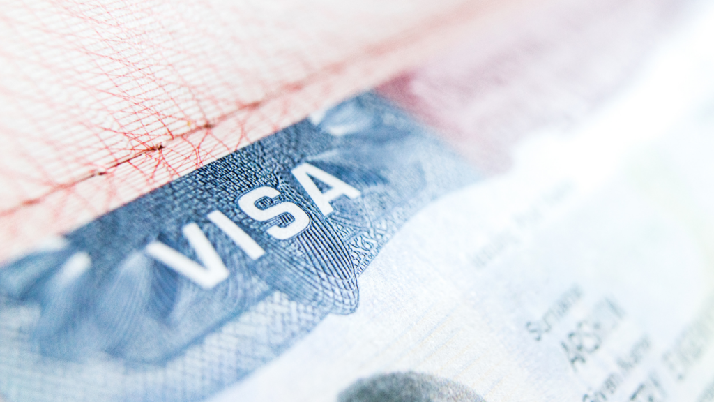 An infographic showing US flag with "VISA" written on it.